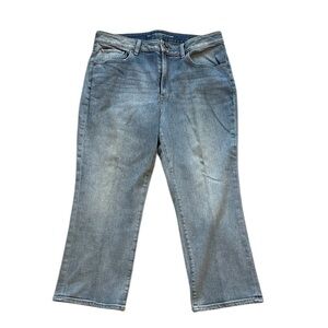 Chico's High Rise Cropped Flare Jeans Light Blue Wash Size 12